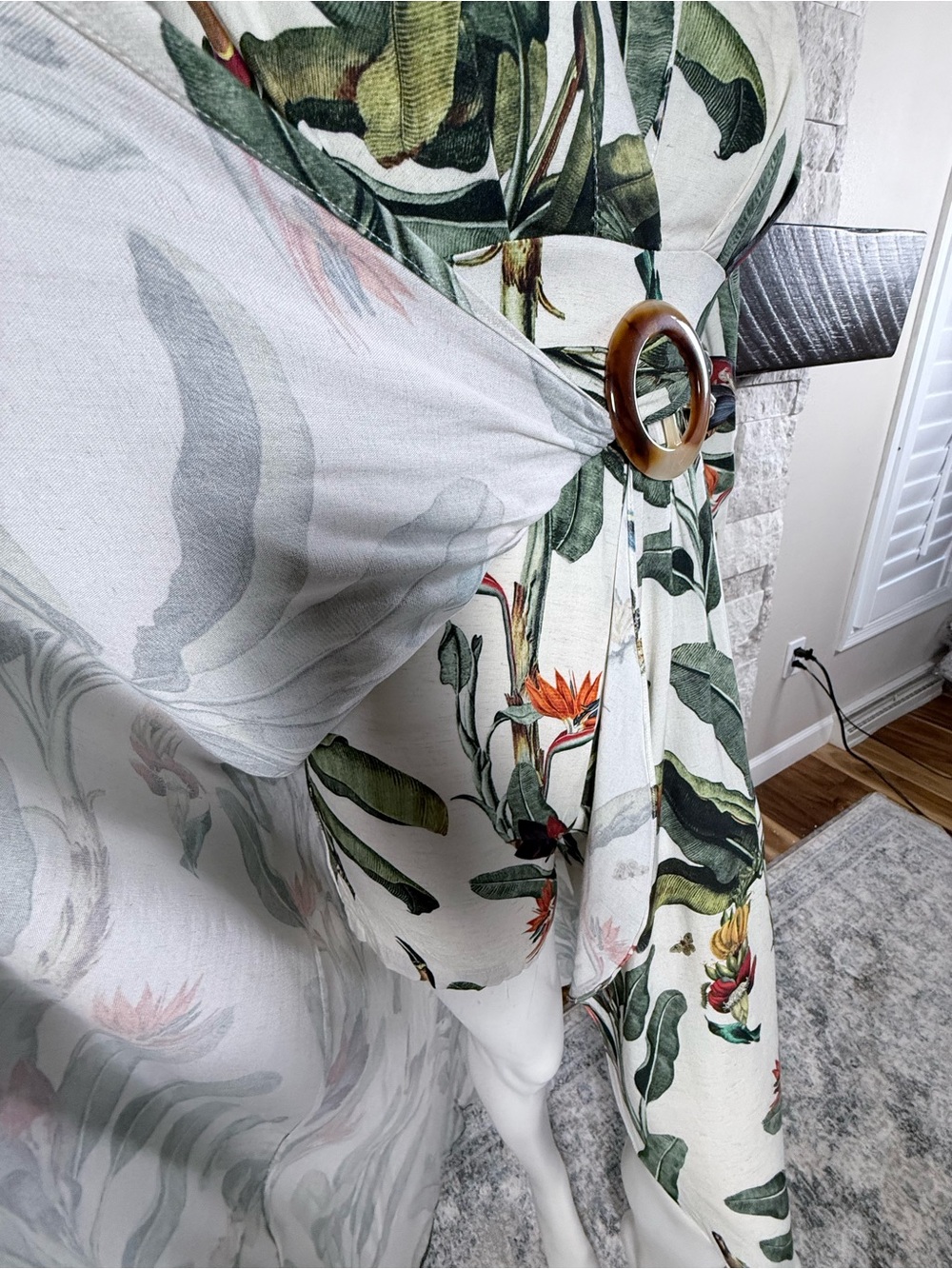 NWT PatBO Tropical Hi-Low Romper Dress Linen Blend Bird Print Size 6 - Picture 4 of 8